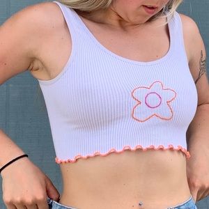 Cute flower hand stitched crop top